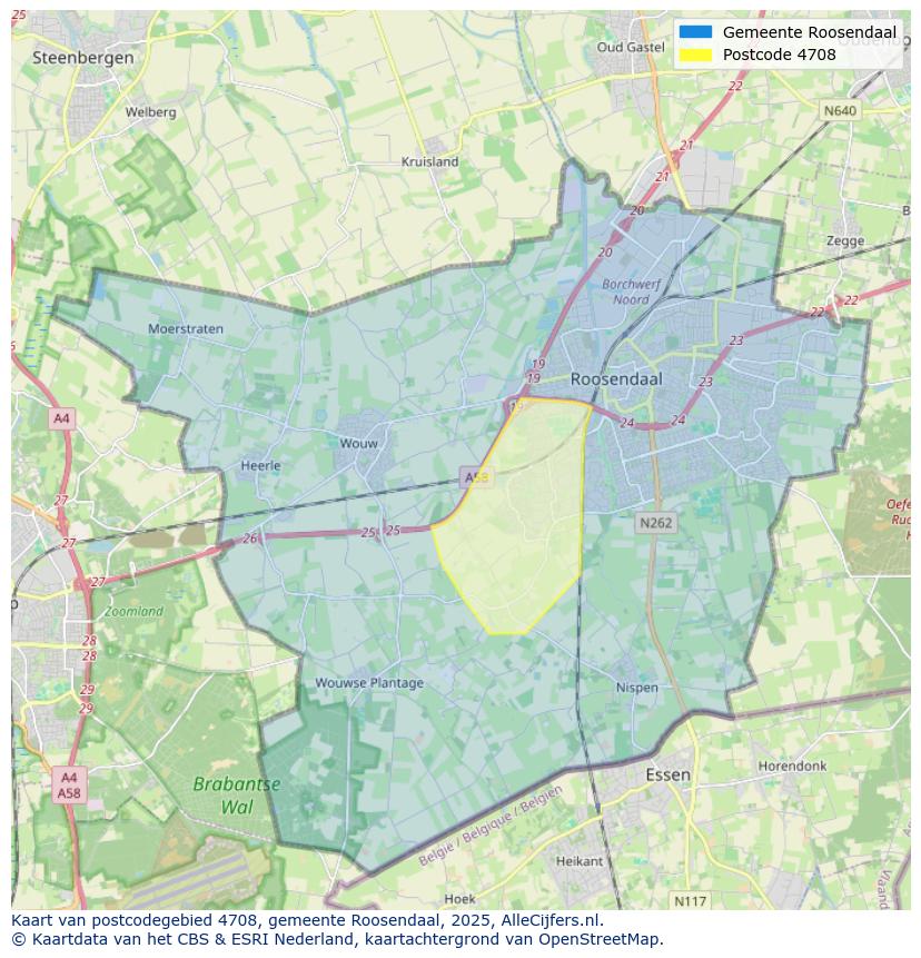 Afbeelding van het postcodegebied 4708 op de kaart.
