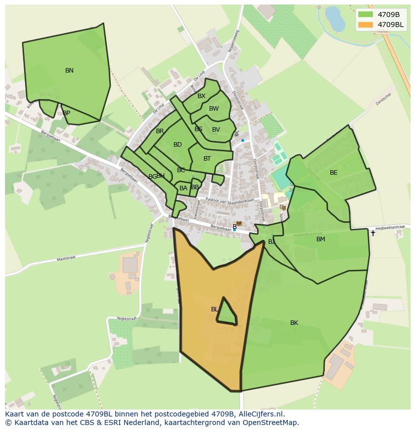 Afbeelding van het postcodegebied 4709 BL op de kaart.