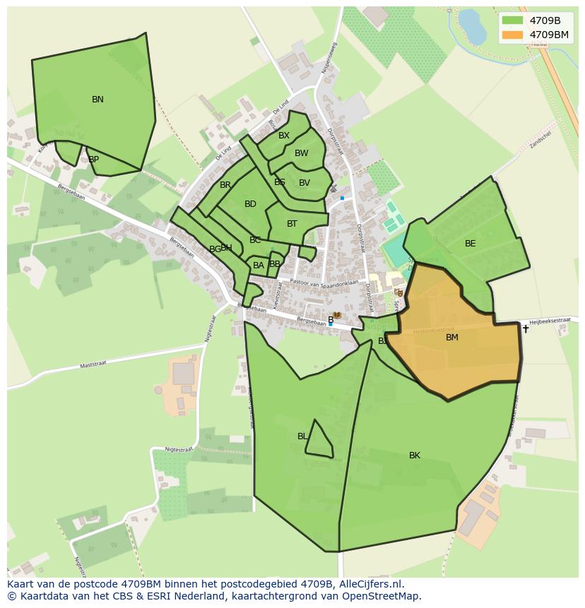 Afbeelding van het postcodegebied 4709 BM op de kaart.