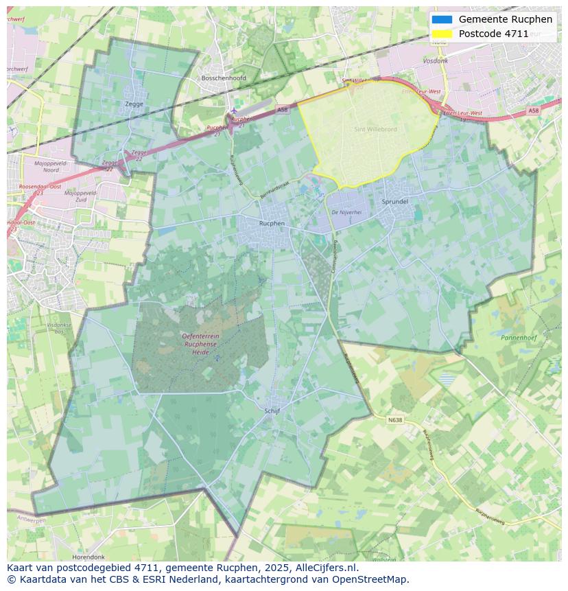 Afbeelding van het postcodegebied 4711 op de kaart.