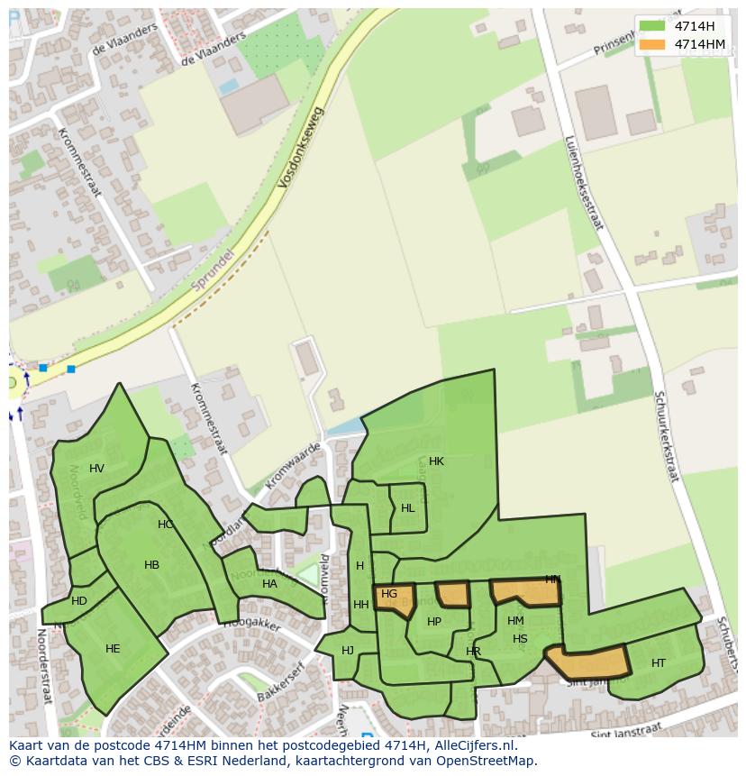 Afbeelding van het postcodegebied 4714 HM op de kaart.