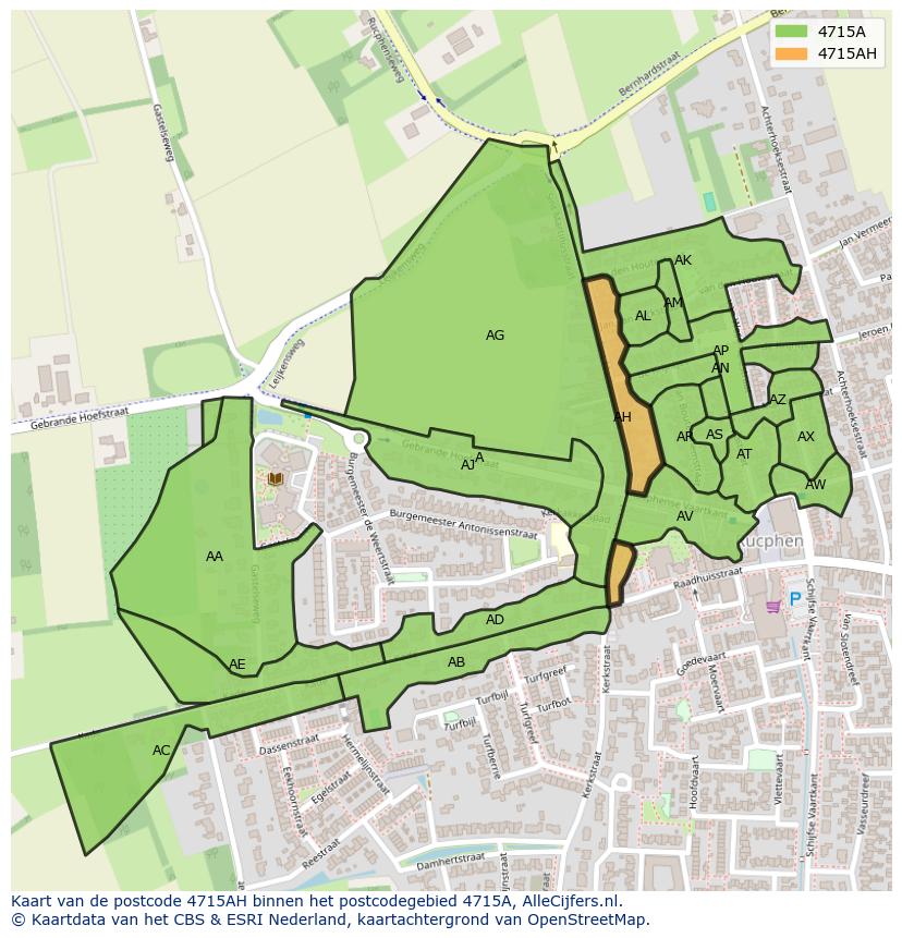 Afbeelding van het postcodegebied 4715 AH op de kaart.