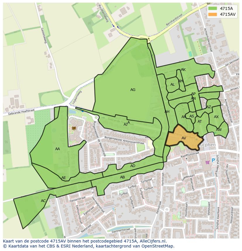 Afbeelding van het postcodegebied 4715 AV op de kaart.