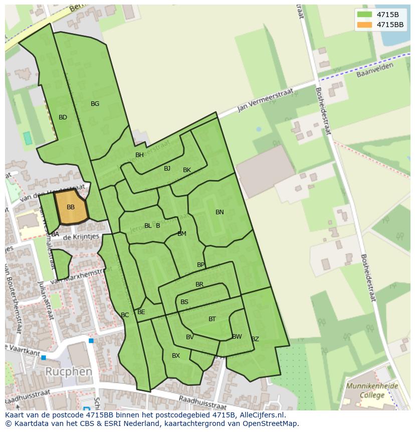 Afbeelding van het postcodegebied 4715 BB op de kaart.