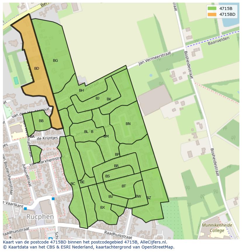 Afbeelding van het postcodegebied 4715 BD op de kaart.