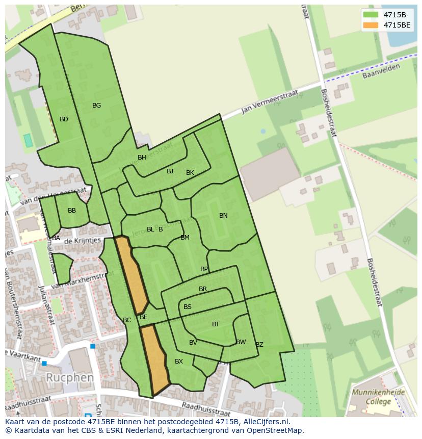 Afbeelding van het postcodegebied 4715 BE op de kaart.