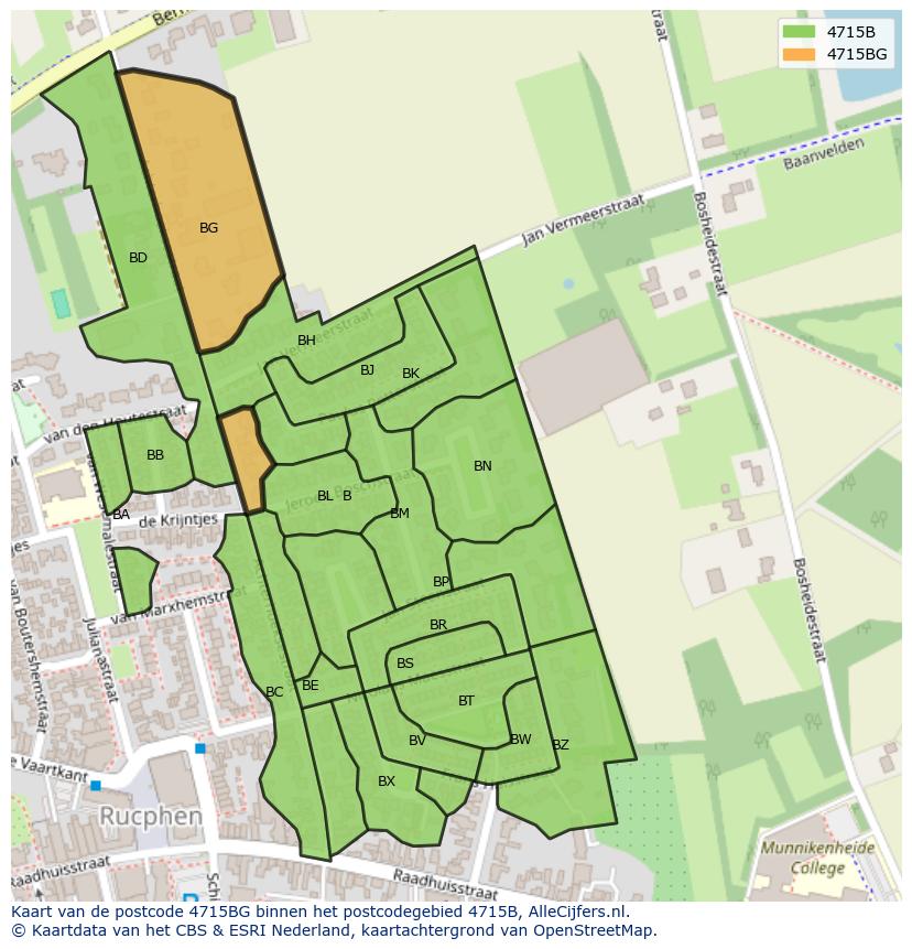 Afbeelding van het postcodegebied 4715 BG op de kaart.