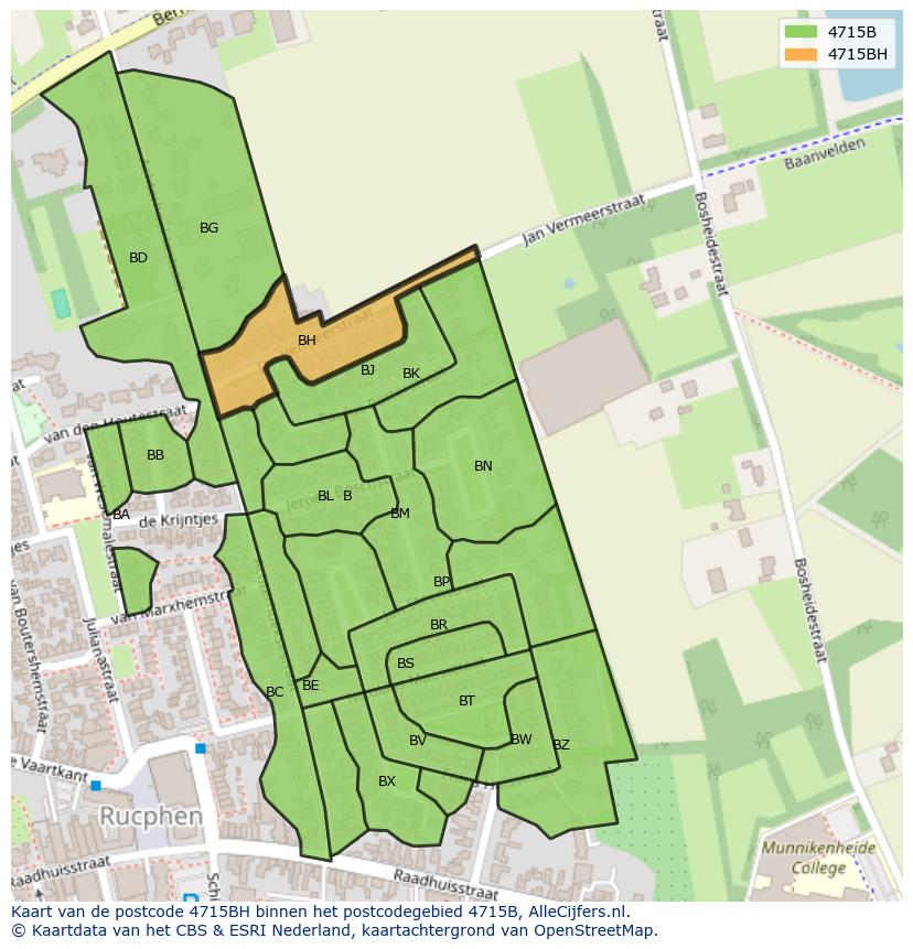 Afbeelding van het postcodegebied 4715 BH op de kaart.