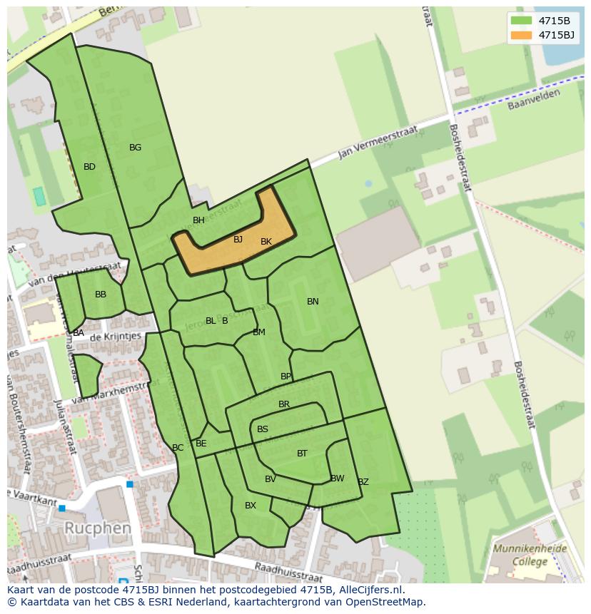 Afbeelding van het postcodegebied 4715 BJ op de kaart.