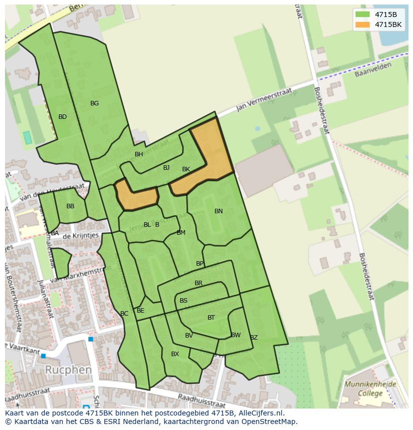Afbeelding van het postcodegebied 4715 BK op de kaart.