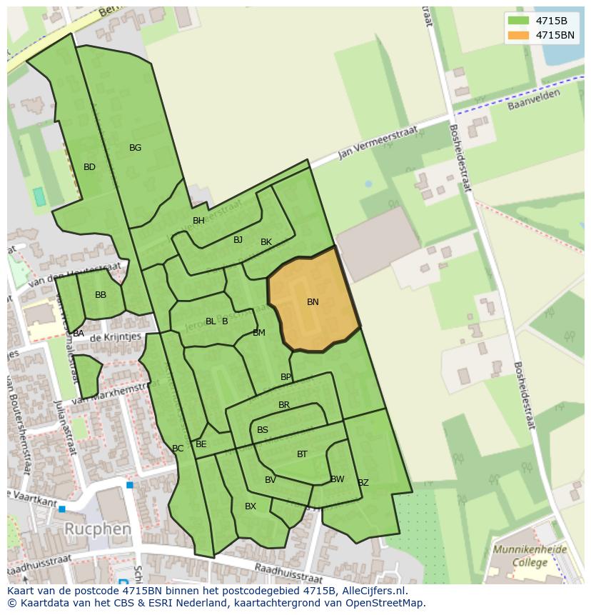 Afbeelding van het postcodegebied 4715 BN op de kaart.