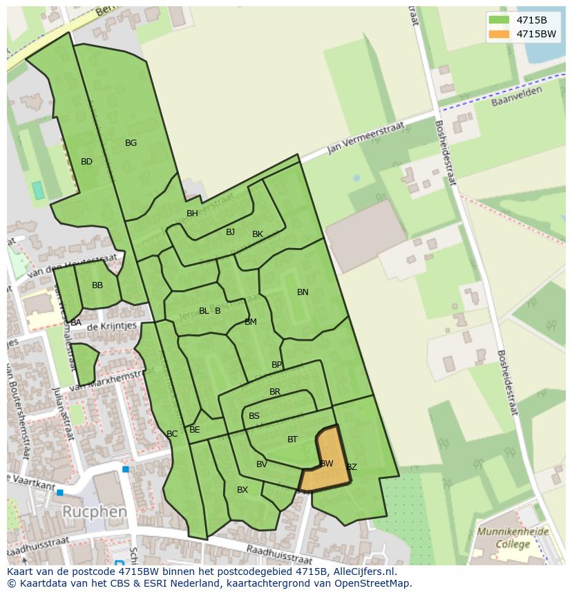 Afbeelding van het postcodegebied 4715 BW op de kaart.