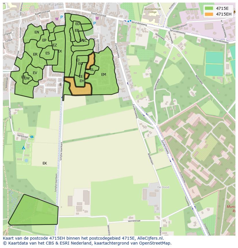 Afbeelding van het postcodegebied 4715 EH op de kaart.