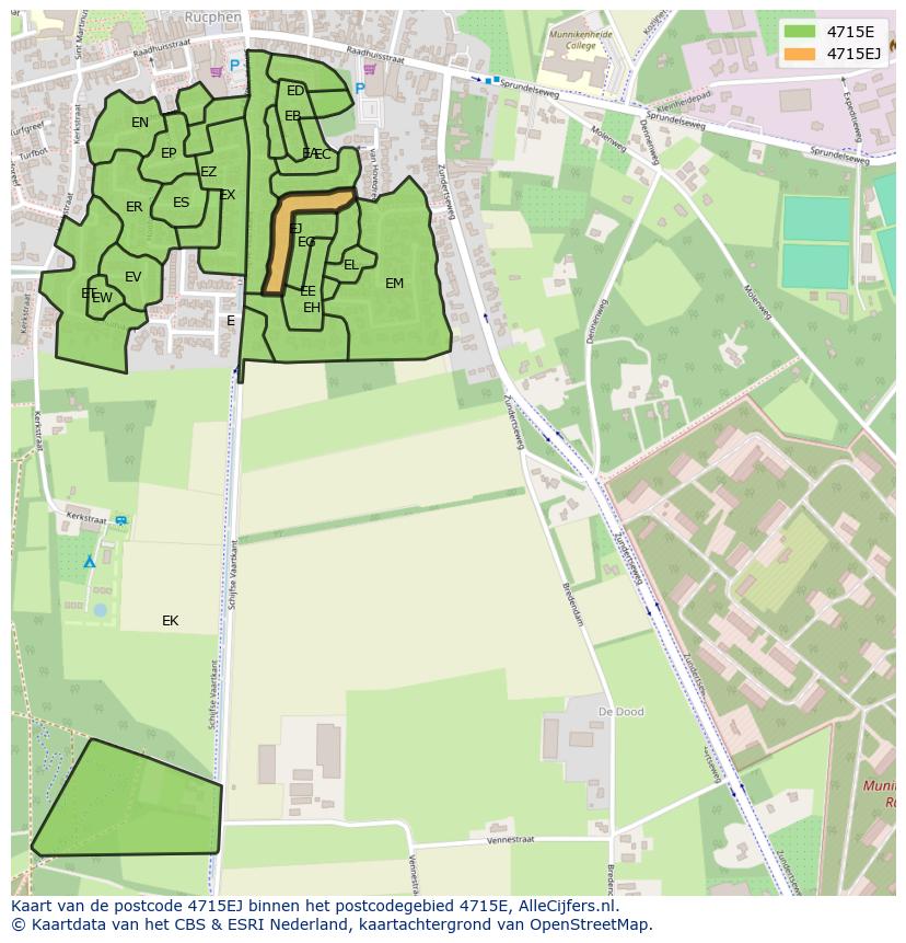 Afbeelding van het postcodegebied 4715 EJ op de kaart.