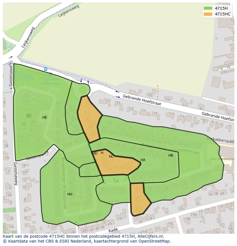 Afbeelding van het postcodegebied 4715 HC op de kaart.