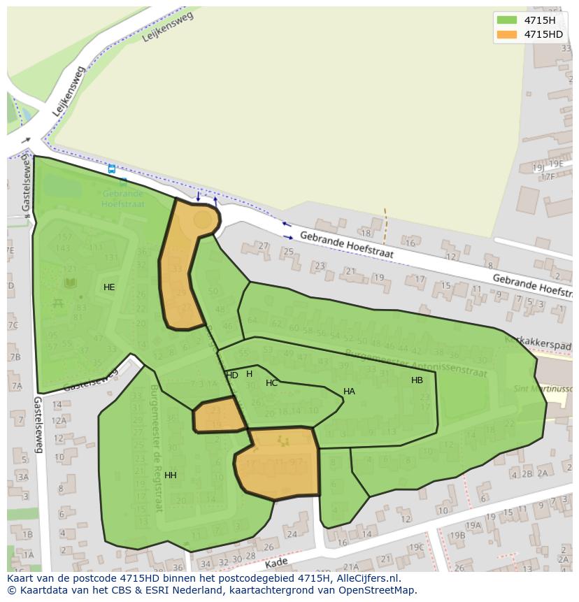 Afbeelding van het postcodegebied 4715 HD op de kaart.