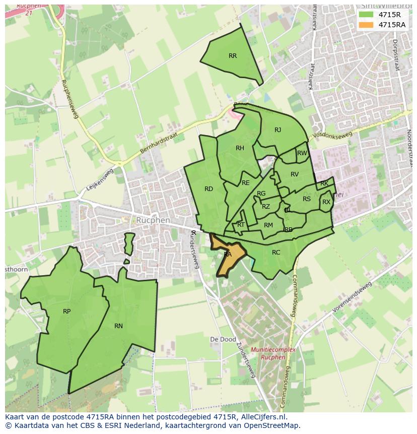Afbeelding van het postcodegebied 4715 RA op de kaart.