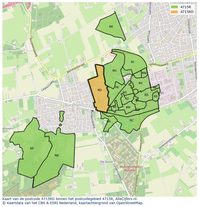 Afbeelding van het postcodegebied 4715 RD op de kaart.