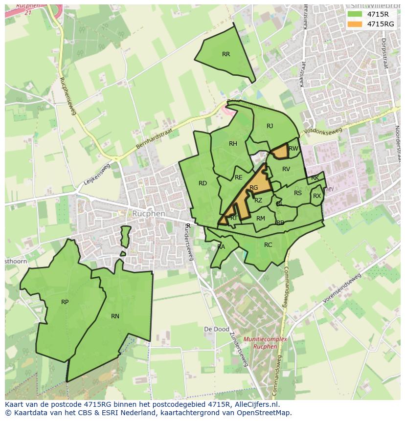 Afbeelding van het postcodegebied 4715 RG op de kaart.