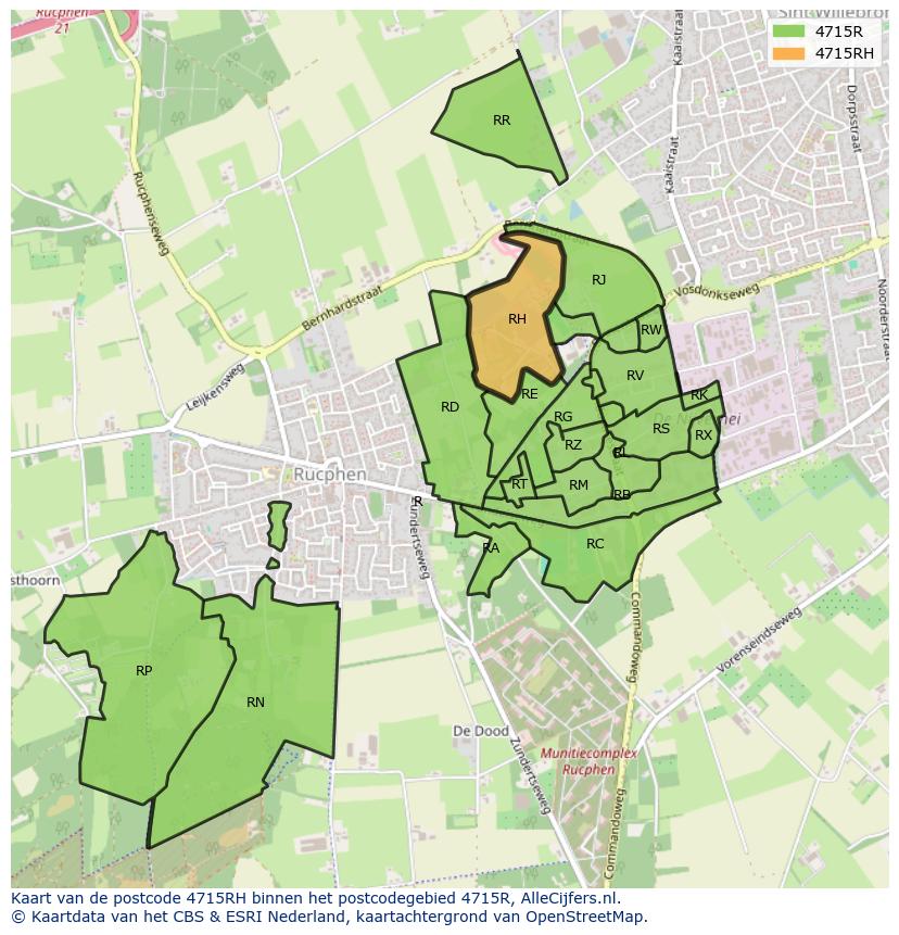 Afbeelding van het postcodegebied 4715 RH op de kaart.
