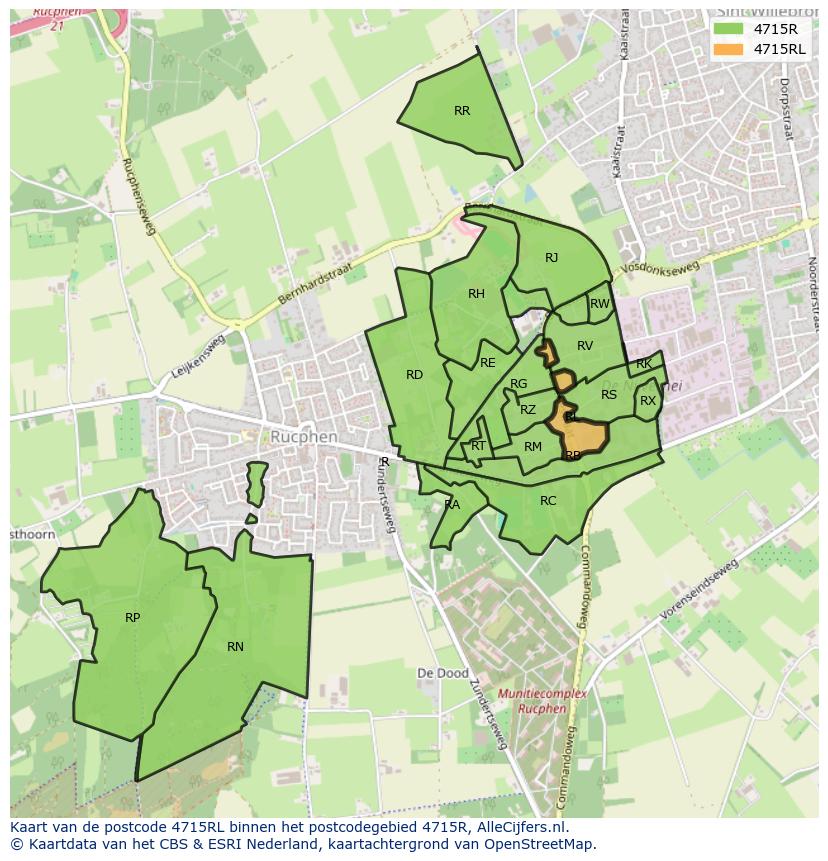 Afbeelding van het postcodegebied 4715 RL op de kaart.