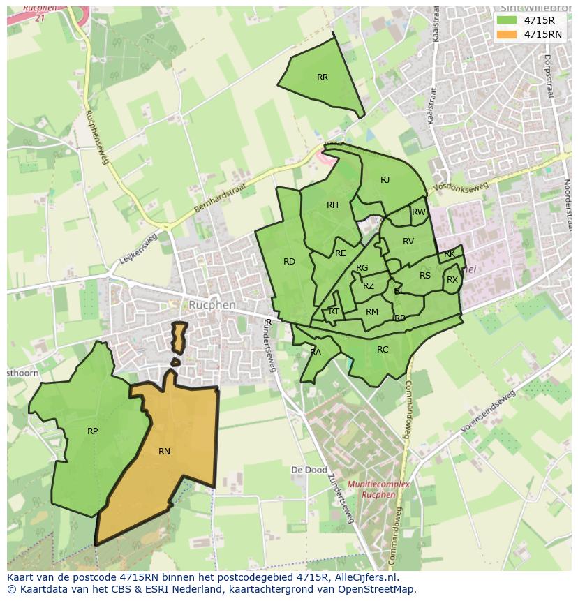 Afbeelding van het postcodegebied 4715 RN op de kaart.