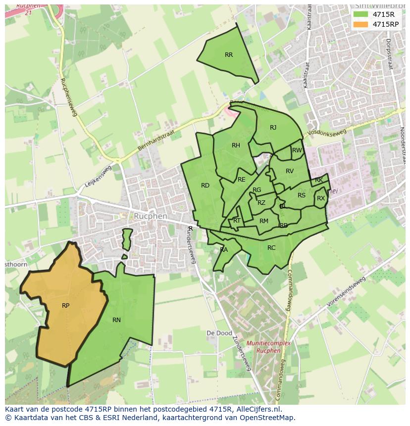 Afbeelding van het postcodegebied 4715 RP op de kaart.