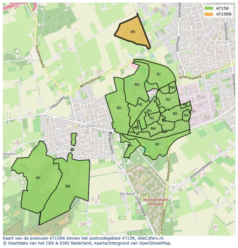 Afbeelding van het postcodegebied 4715 RR op de kaart.