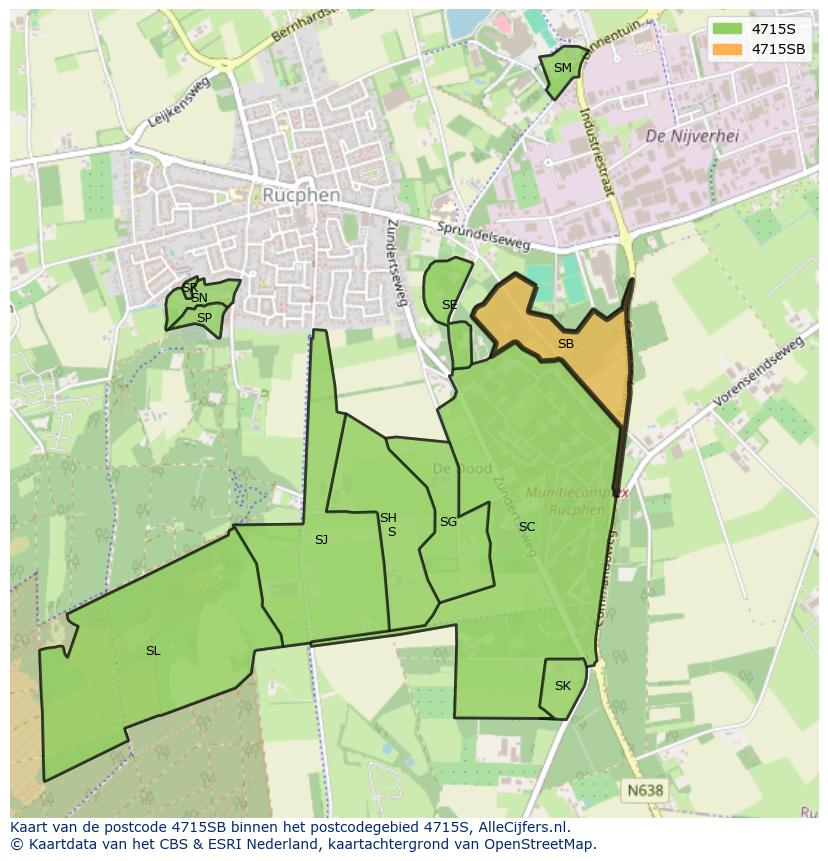Afbeelding van het postcodegebied 4715 SB op de kaart.