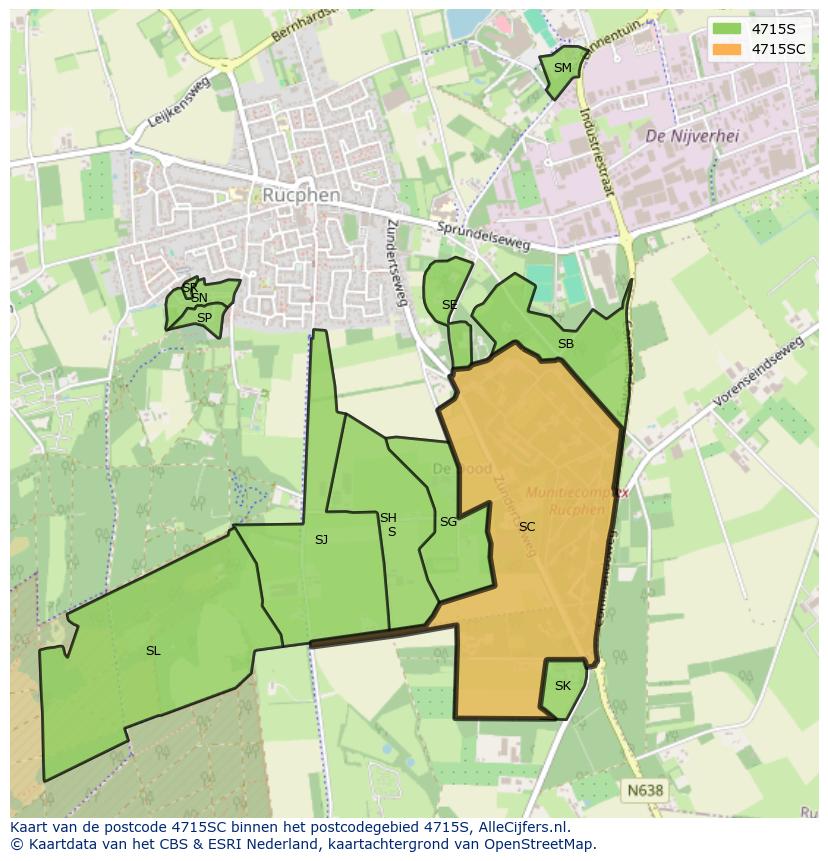 Afbeelding van het postcodegebied 4715 SC op de kaart.