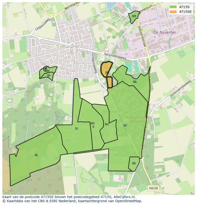 Afbeelding van het postcodegebied 4715 SE op de kaart.