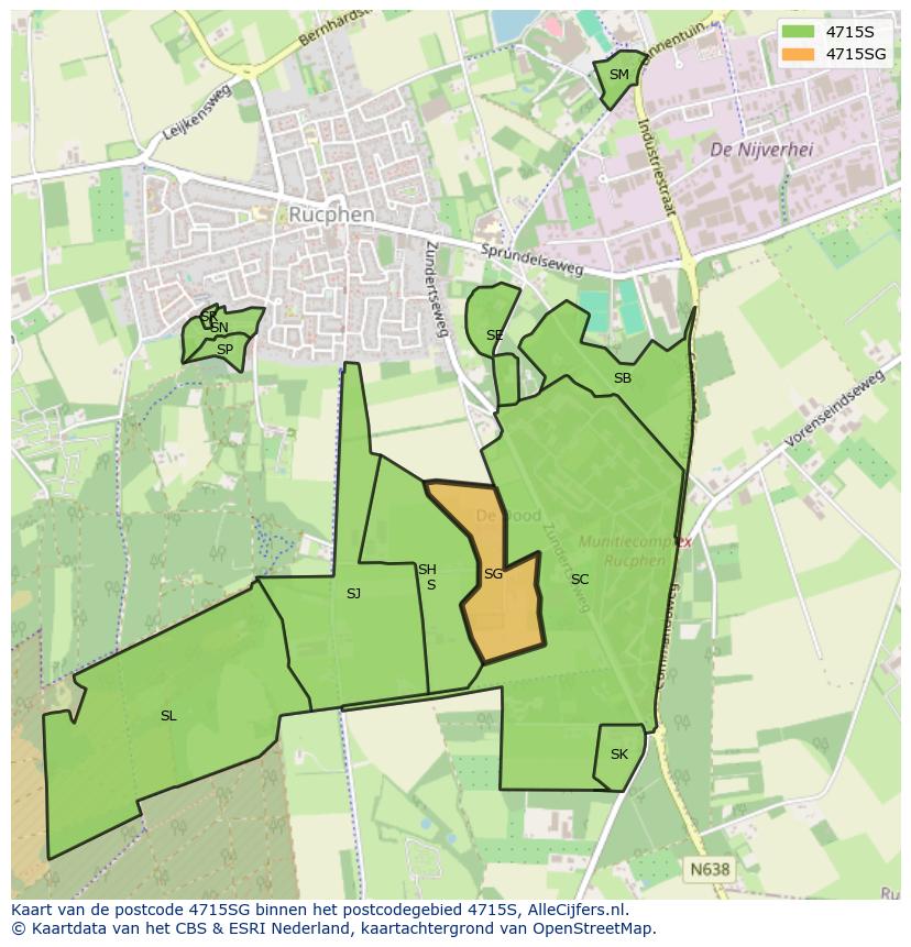 Afbeelding van het postcodegebied 4715 SG op de kaart.