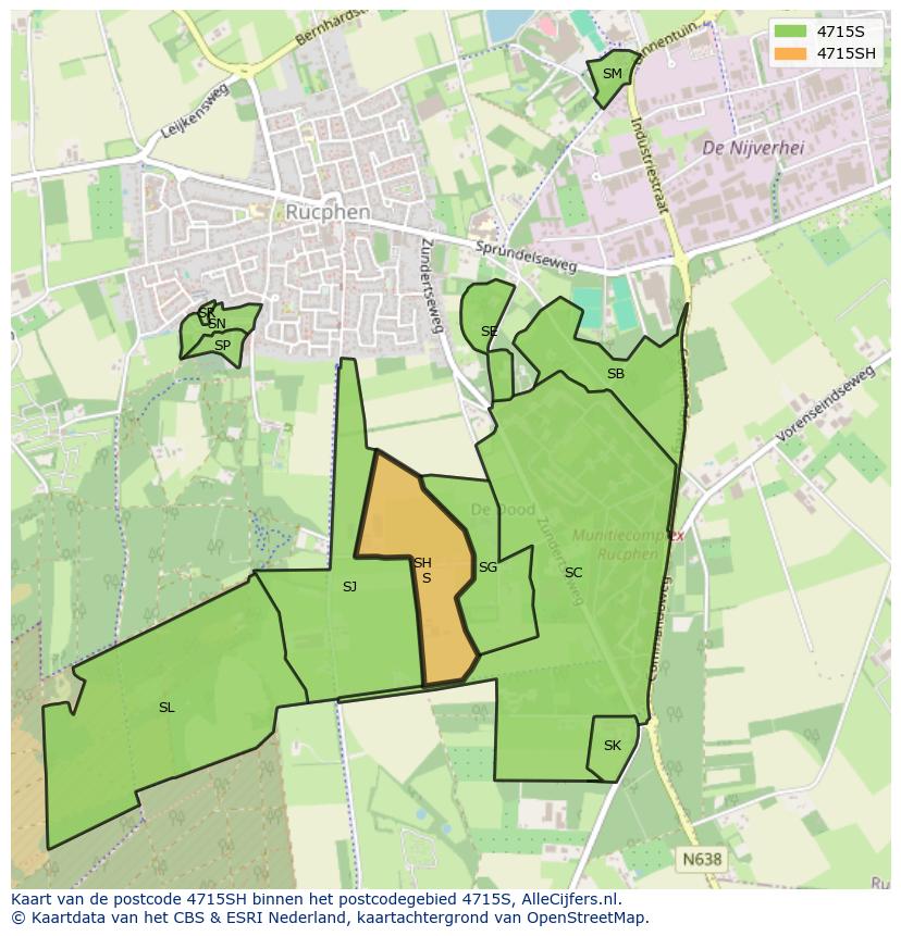 Afbeelding van het postcodegebied 4715 SH op de kaart.