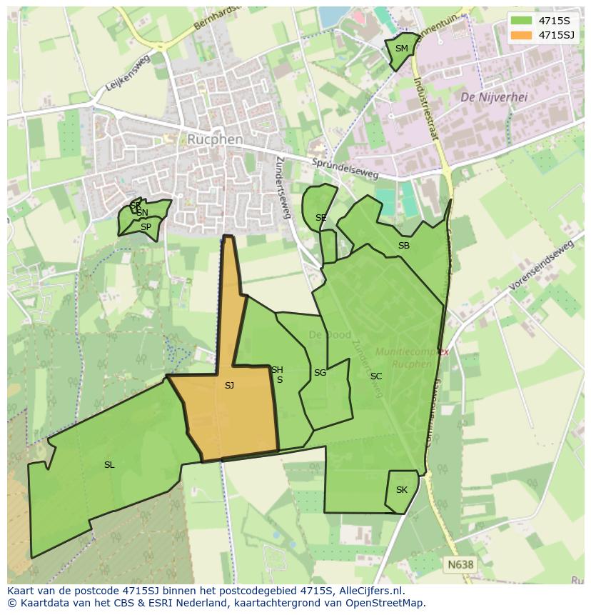 Afbeelding van het postcodegebied 4715 SJ op de kaart.