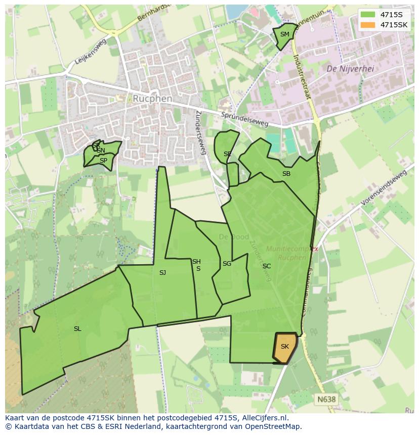Afbeelding van het postcodegebied 4715 SK op de kaart.