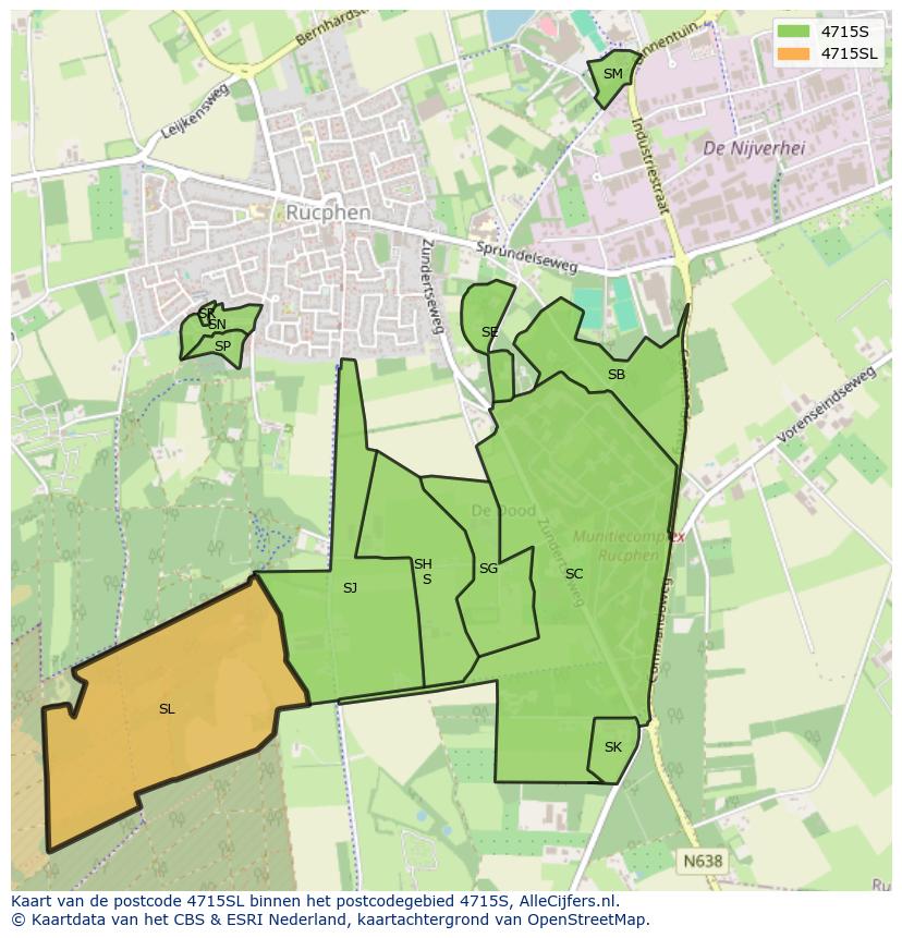 Afbeelding van het postcodegebied 4715 SL op de kaart.