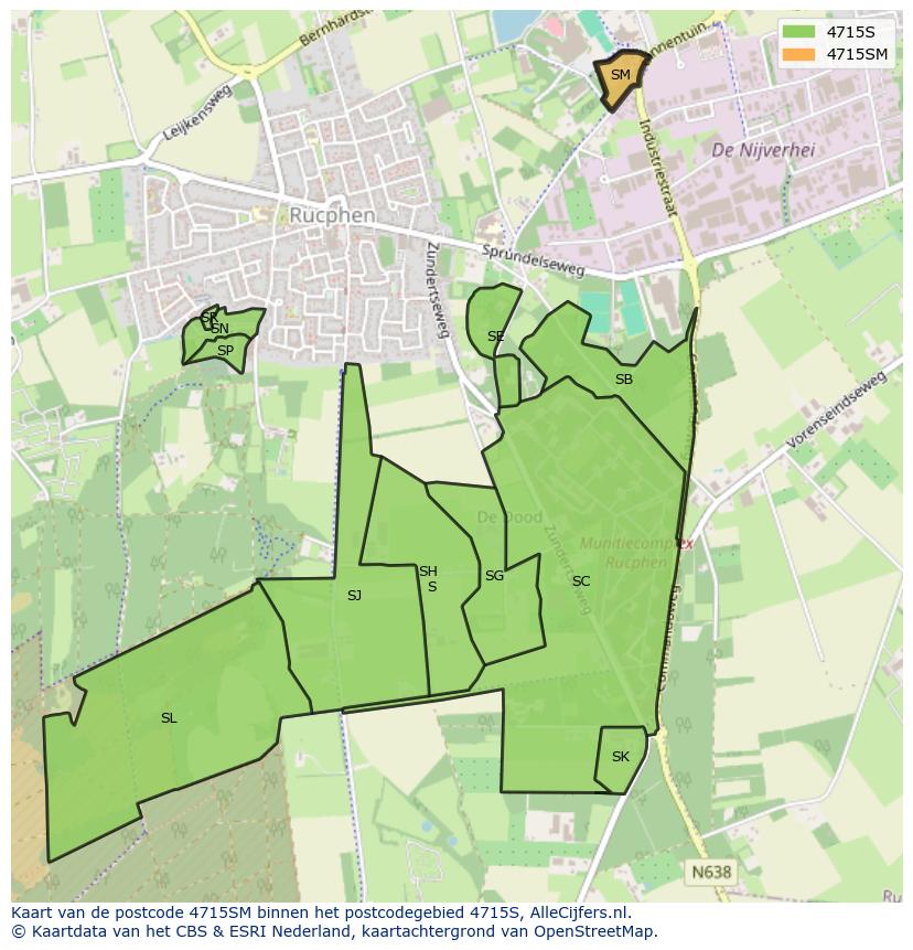 Afbeelding van het postcodegebied 4715 SM op de kaart.