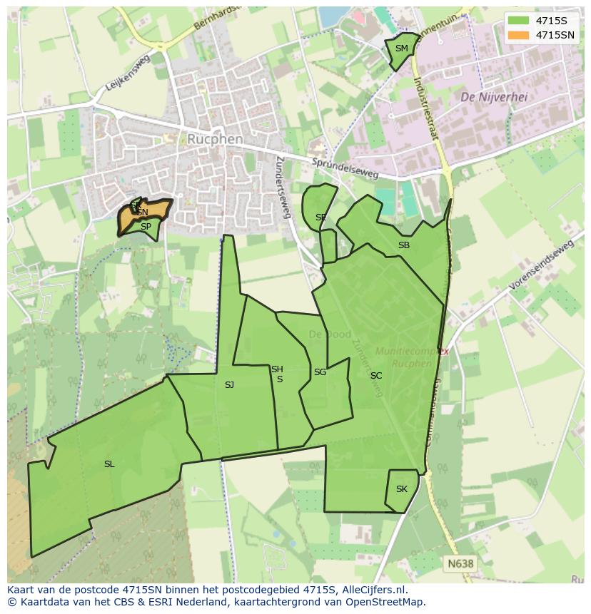 Afbeelding van het postcodegebied 4715 SN op de kaart.