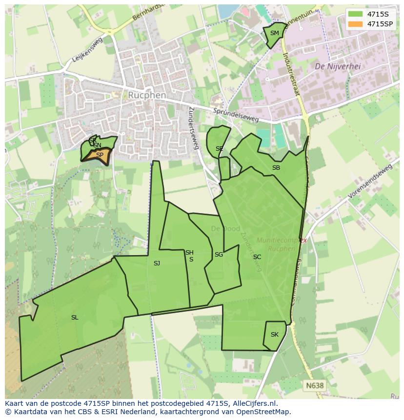 Afbeelding van het postcodegebied 4715 SP op de kaart.