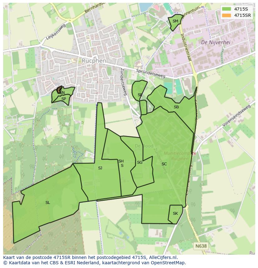 Afbeelding van het postcodegebied 4715 SR op de kaart.