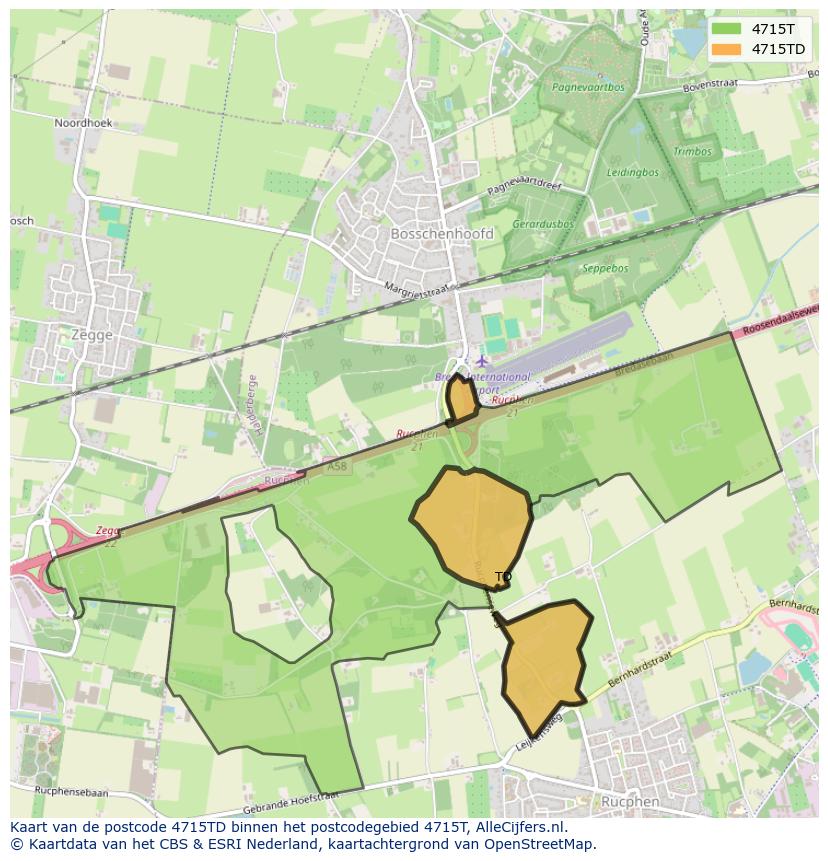 Afbeelding van het postcodegebied 4715 TD op de kaart.