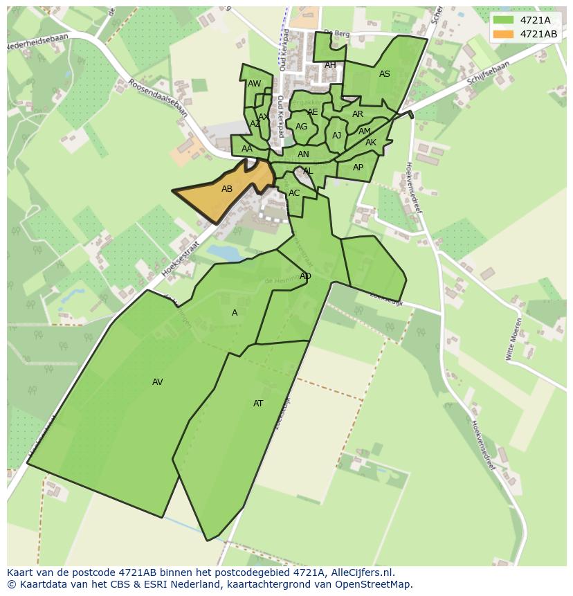 Afbeelding van het postcodegebied 4721 AB op de kaart.