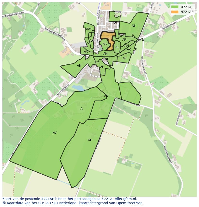 Afbeelding van het postcodegebied 4721 AE op de kaart.