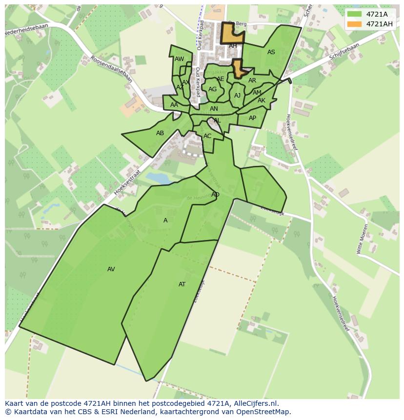 Afbeelding van het postcodegebied 4721 AH op de kaart.