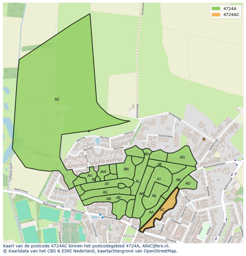 Afbeelding van het postcodegebied 4724 AC op de kaart.
