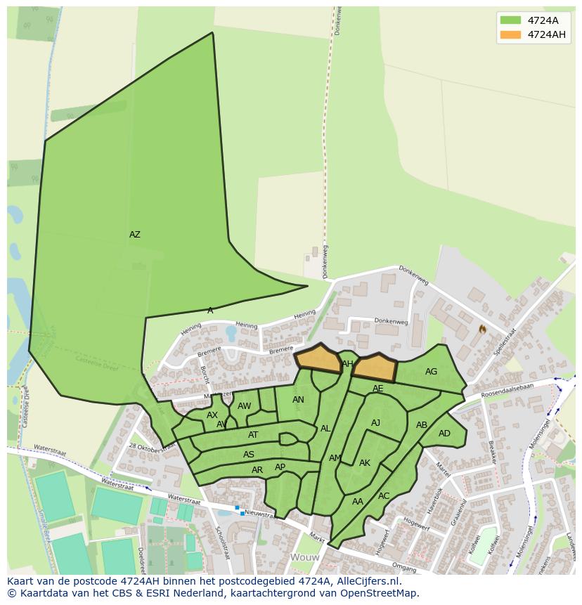 Afbeelding van het postcodegebied 4724 AH op de kaart.