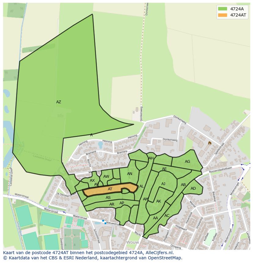 Afbeelding van het postcodegebied 4724 AT op de kaart.