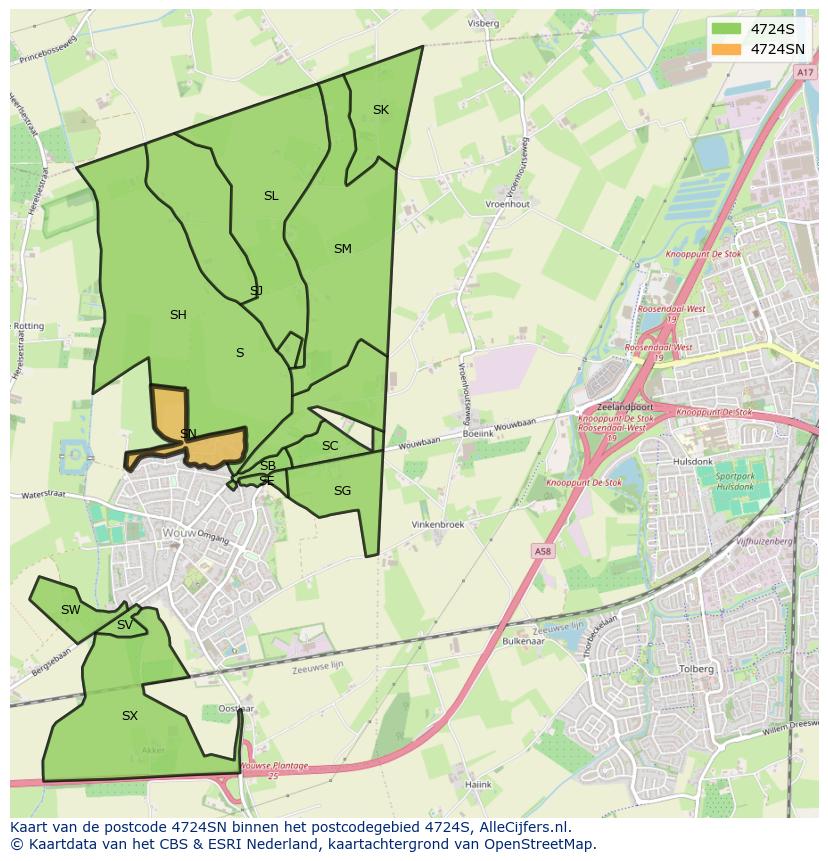 Afbeelding van het postcodegebied 4724 SN op de kaart.