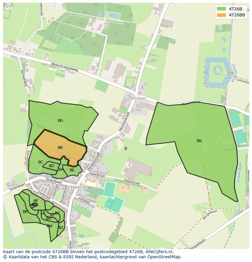 Afbeelding van het postcodegebied 4726 BB op de kaart.