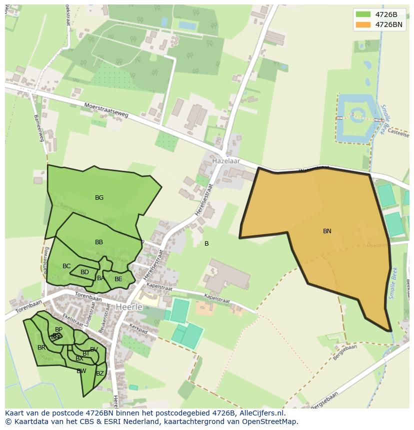 Afbeelding van het postcodegebied 4726 BN op de kaart.